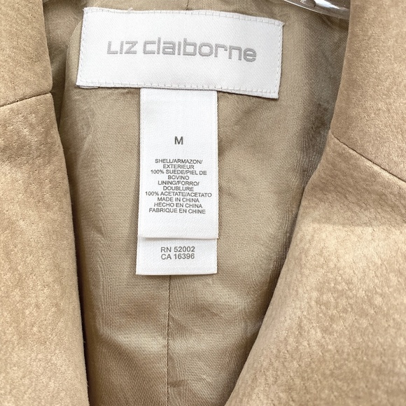 Liz Claiborne Tan Suede Leather Blazer Jacket, Size M - Picture 3 of 9